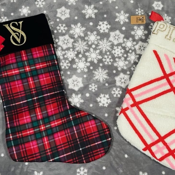 Victoria's Secret Red and Black Plaid Stocking - Picture 3 of 3